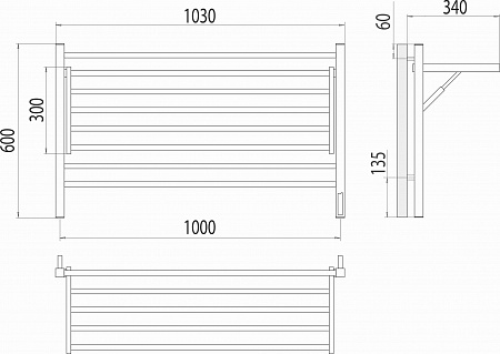 Горизонт П8 1000х600 электро КС ЧЕРНЫЙ МУАР (sensor quick touch) Полотенцесушитель TERMINUS Армавир - фото 5